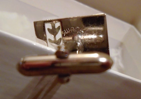 Swank Cufflinks, Silvertone, Rectangular, Pierced… - image 4