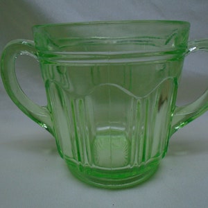 Green Hocking Colonial or Knife and Fork Open Sugar, Vintage Depression Glass