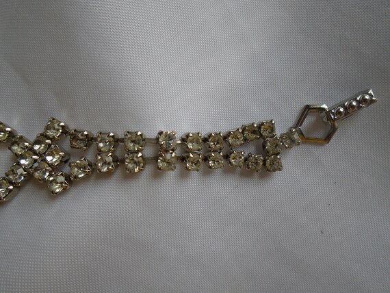 Rhinestone Bracelet With Center Medallion Surroun… - image 5