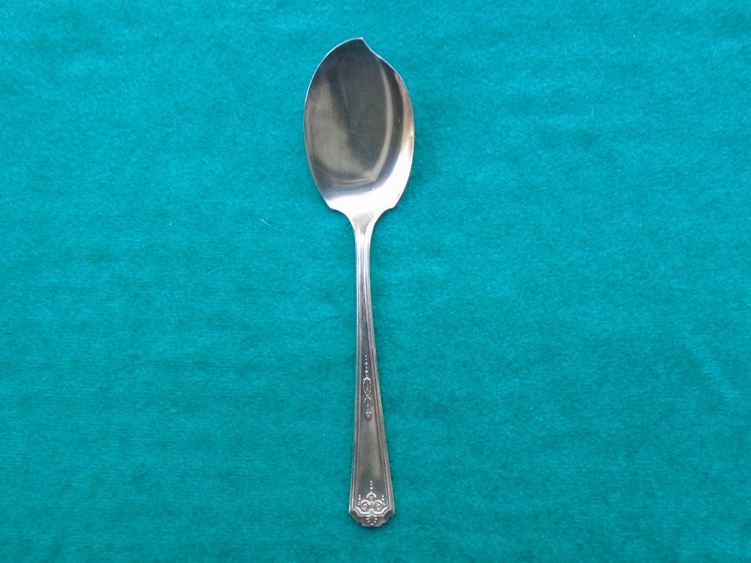 Large Solid Jelly Server Spoon, 1924 Queen Bess, Oneida Tudor
