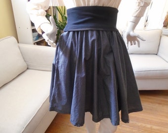 Cirkelrok met stippen: jaren 80 katoenen rok met hoge taille en zakken