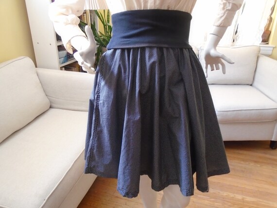 Black Circle Skirt With Tiny White Polka Dots, Tw… - image 1