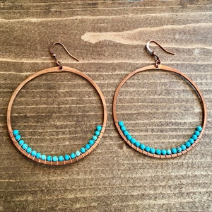 Stone Wrapped Hoops Blue Turquoise