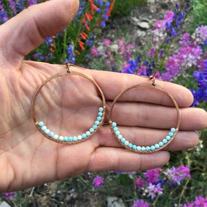 Stone Wrapped Hoops Larimar