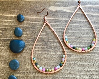 Stone Wrapped Teardrop Earrings