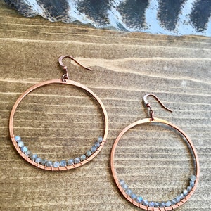 Stone Wrapped Hoops Labradorite