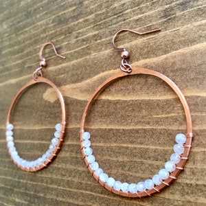 Stone Wrapped Hoops Moonstone