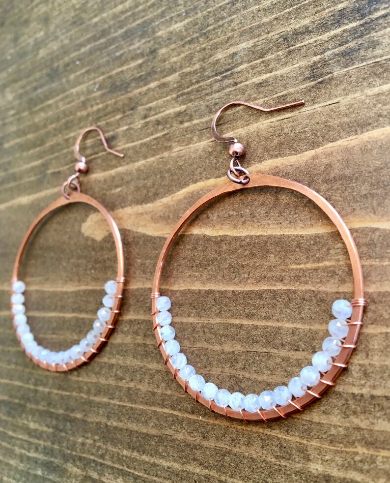 Stone Wrapped Hoops Moonstone