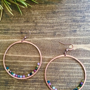 Stone Wrapped Hoops Tourmaline