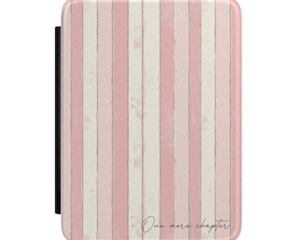 Funda para Kindle con rayas rosas / Cubierta para lector electrónico «One More Chapter»