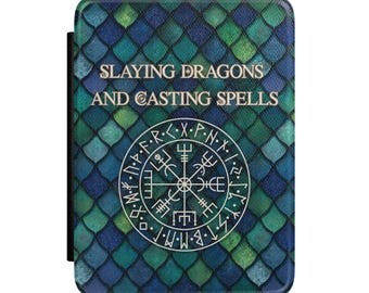 Slaying Dragons and Casting Spells Kindle Case | Dragon Scale Rune Design