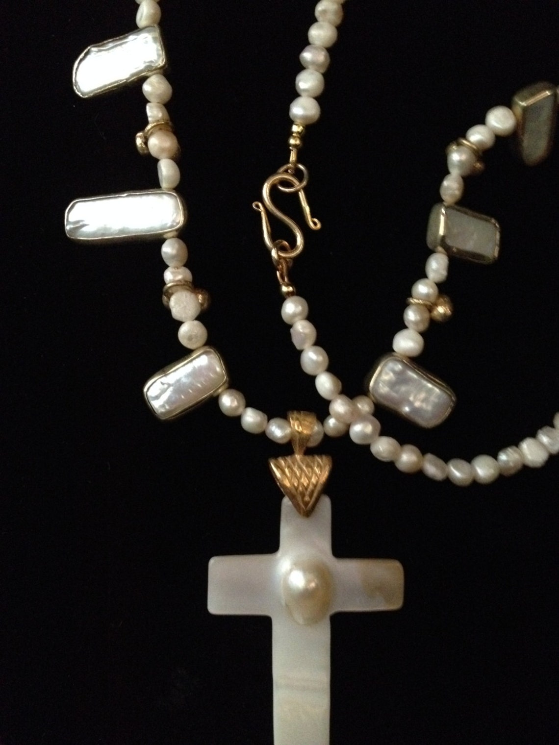 Pearl Cross Necklace - Etsy