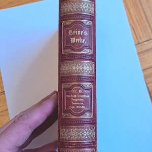 Antyczna książka Heinricha Heinego 1876, niemiecki vintage stary język niemiecki, książka Christiana Johanna Heinricha Heinego, ekskluzywne wydanie potische werke