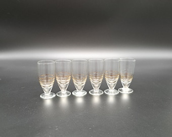 Set of 6 Vintage shot glasses, Old-Fashioned Glassware, Vintage Barware, Latvian glass Shots set, drinkware shots,Bar drinking set cocktails