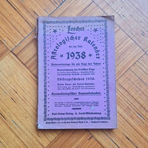 Calendário científico da revista Deutsche Magazine de 1938, previsão do tempo para o ano antigo, calendário cosmobiológico antigo colecionável, eventos do ano de 1938