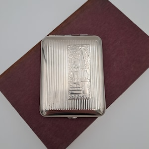 Portasigarette "Mosca" Vintage/ портсигар отечественный/ Custodia in metallo vintage, portasigari con incisione del Cremlino, regalo vecchio stile per lui