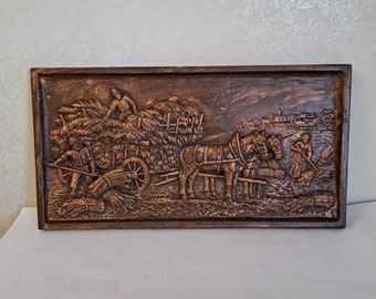 Wall Art Metal Picture, Vintage Metal Picture/Cast Metal Casting,gift idea vintage/Bronze bas-relief picture,Metal paintings/metal engraving