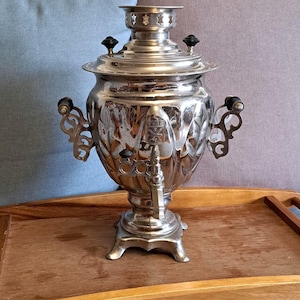 Samovar Tula vintage, Samovar Electric Soviet Vintage Russian Teapot Nickel Plated USSR Home Decor Russian, Soviet Tula Collectible sign