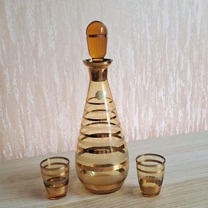 Decanter vintage shots, Vintage Glass Carafe with 2 Shot Glasses, Decanter and glasses, Glass bottle and matching glasses, Vintage Decanter