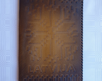 Leather Book Covers Vintage/ Leather Book Covers with Pressed Ornament Pattern/ Latvia/ Latvia Vintage/ Book Cover/ Book cover Latvia