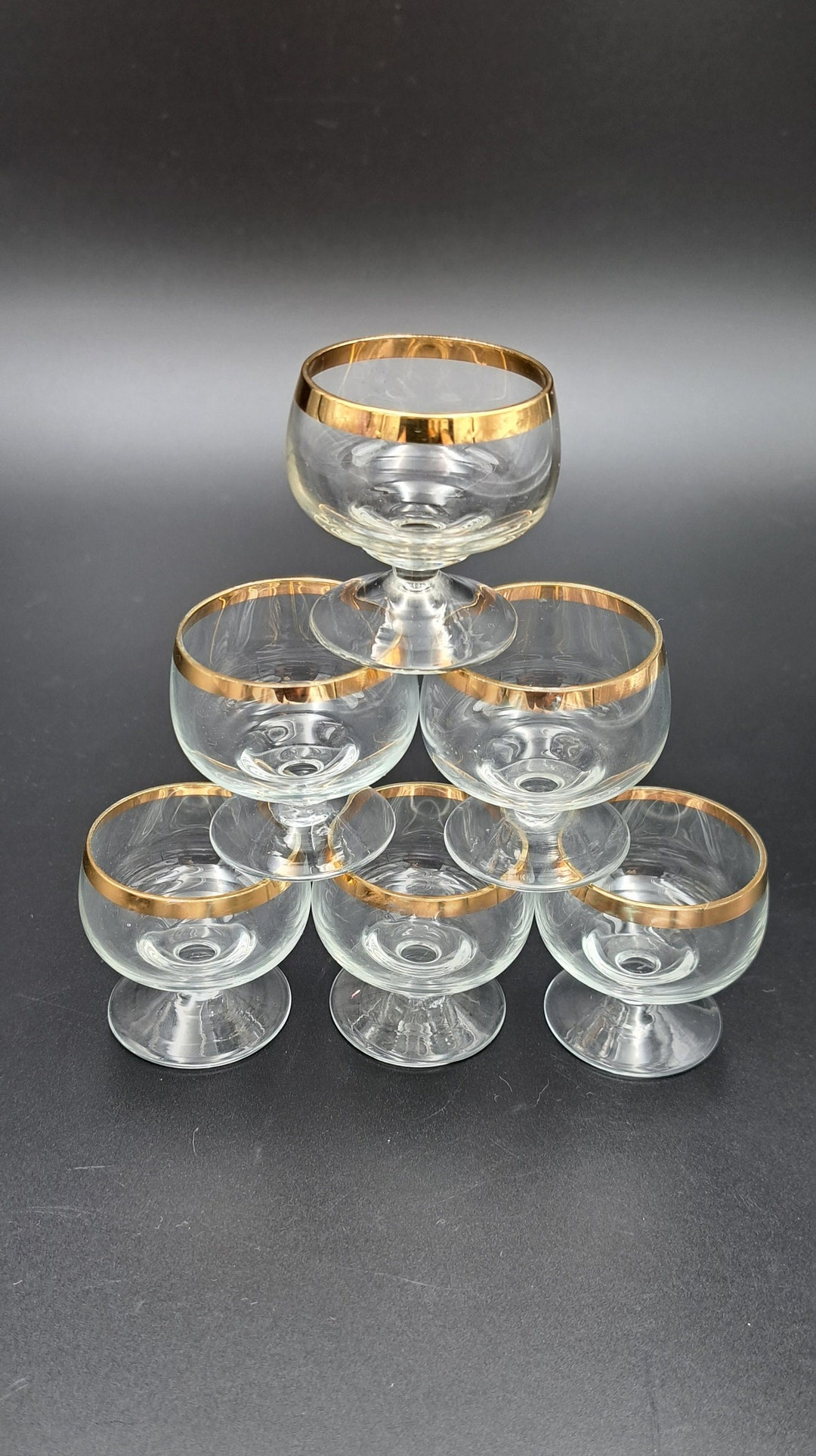Vintage Set of 6 Glass Mini Shots, Vodka Shots, Brandy Shots, Cognac ...