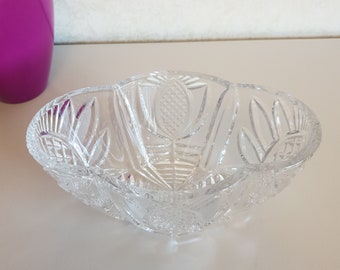 Crystal Glass Bowl Vintage/ Glass bowl/ Candy bowl/ Snacks bowl/ Crystal Glass, Collectible Glass Bowl, Lead Glass bowl, Bohemian Glass Bowl