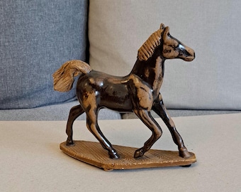 Vintage Ceramic Horse Figurine brown, USSR Collectible horse stattuete, 2026 year horse, gift idea, home decor