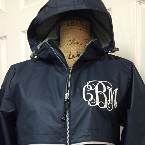 Monogrammed Charles River Rain Jacket New England Etsy