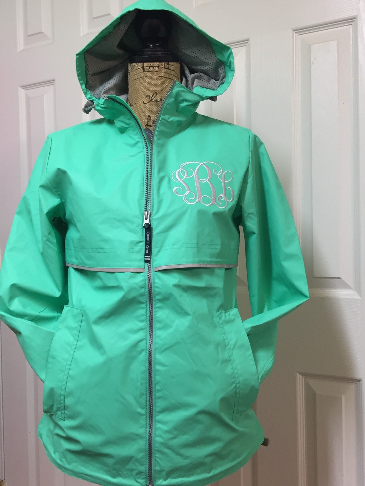 Monogrammed Charles River Rain Jacket Etsy