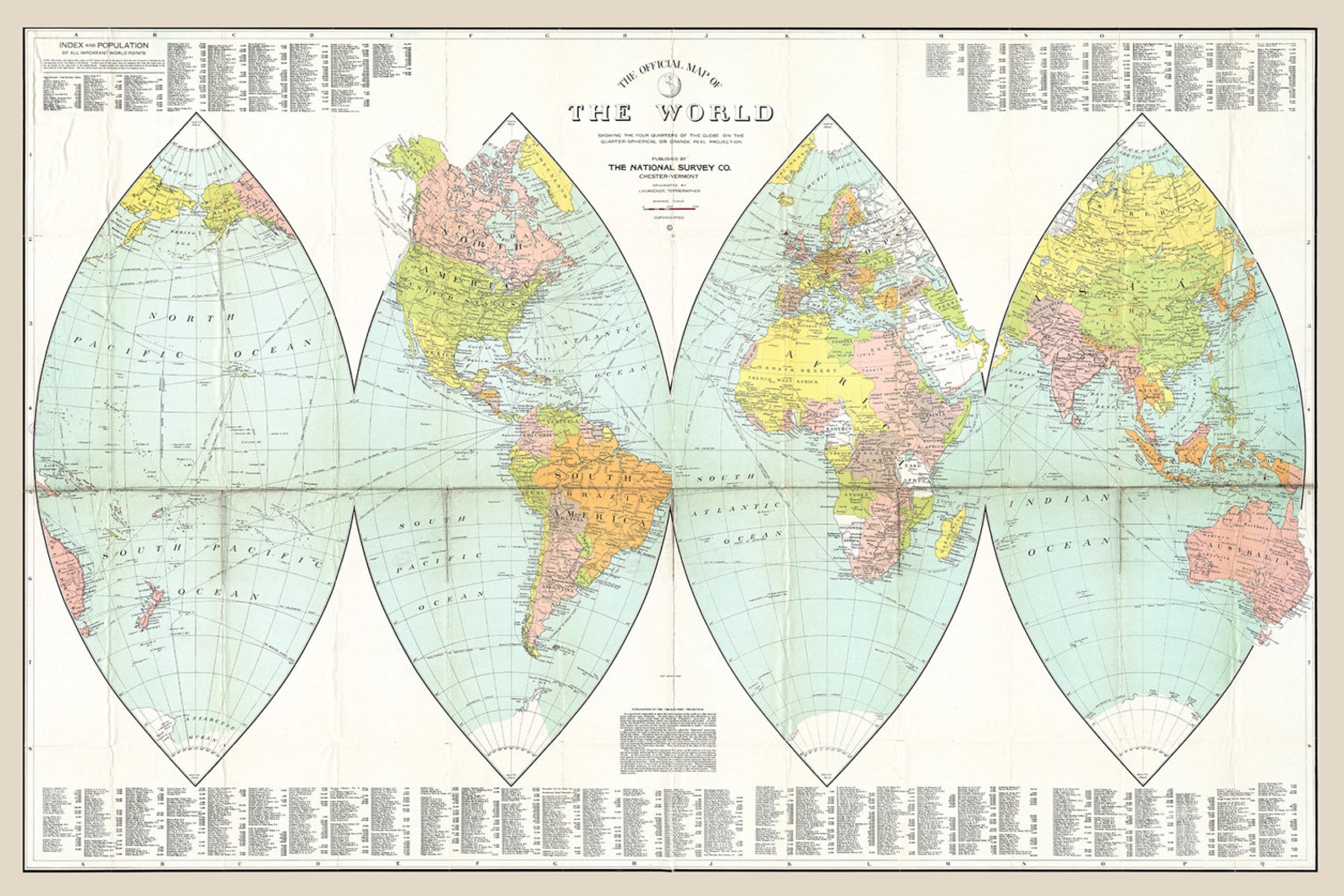 Pull Down Map. World Map on Canvas 1926. 60w X Etsy