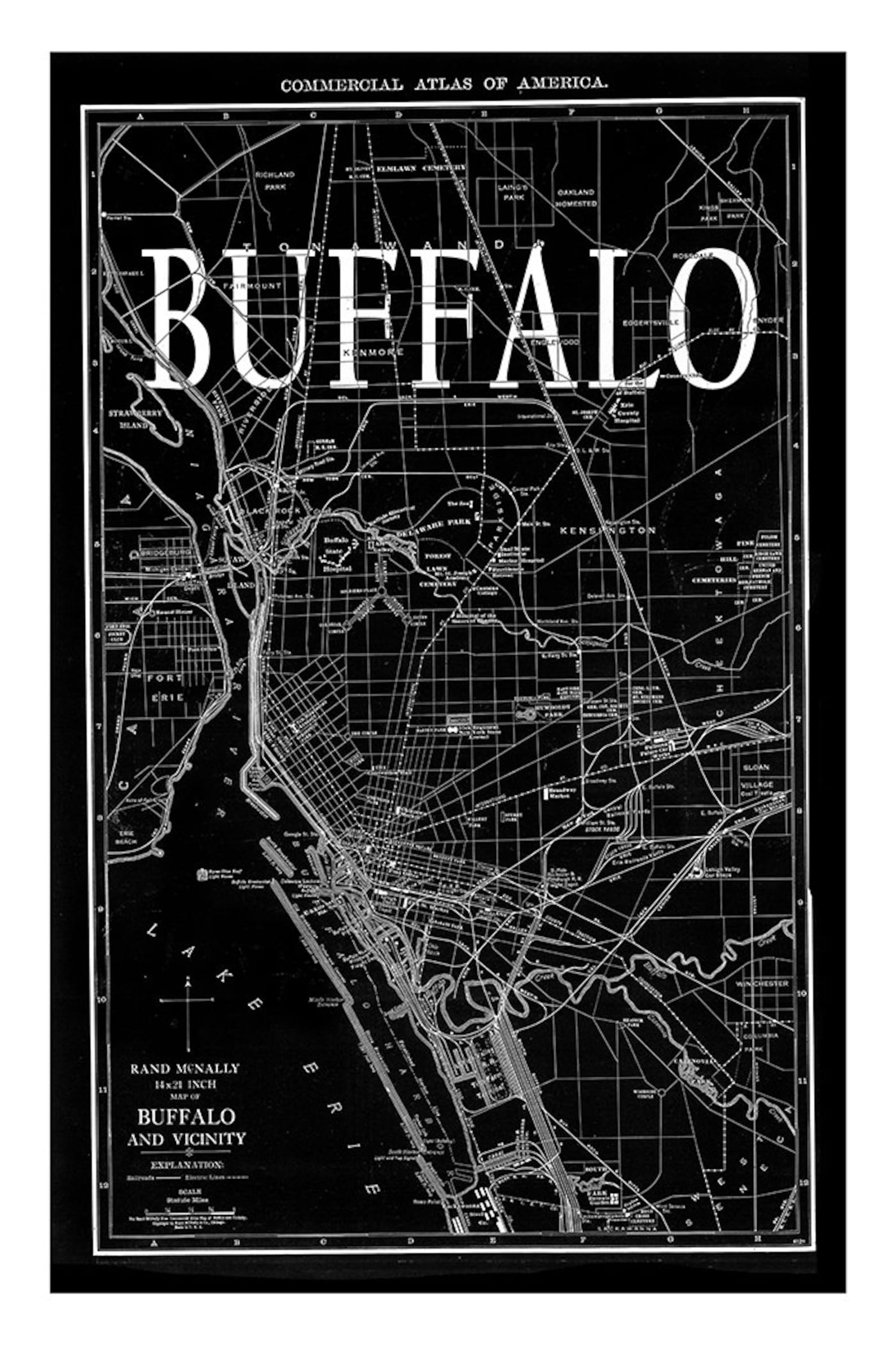 Buffalo Map. Vintage Map of Buffalo New York. City Maps on Etsy
