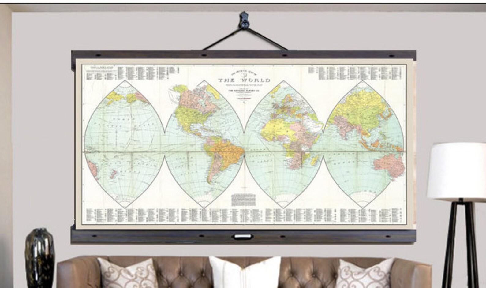 Pull Down Map. World Map on Canvas 1926. 60w X Etsy
