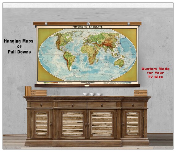vintage pull down map Vintage Pull Down Map 60w X 40h Or 48w X Etsy vintage pull down map