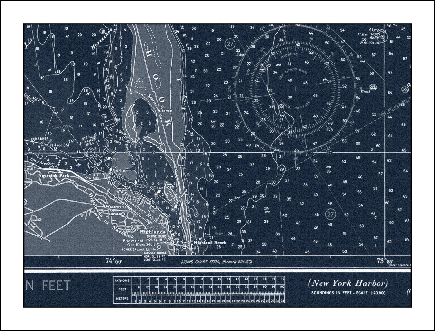 New York Nautical Chart Nautical ChartBlue Print Map New Etsy