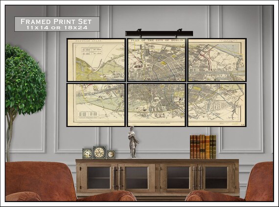Dublin Ireland Map As A Framed Set Of - Framed Pictures For Living Room Ireland Dublin Ireland Map As A Framed Set Of - Framed Pictures For Living Room Ireland