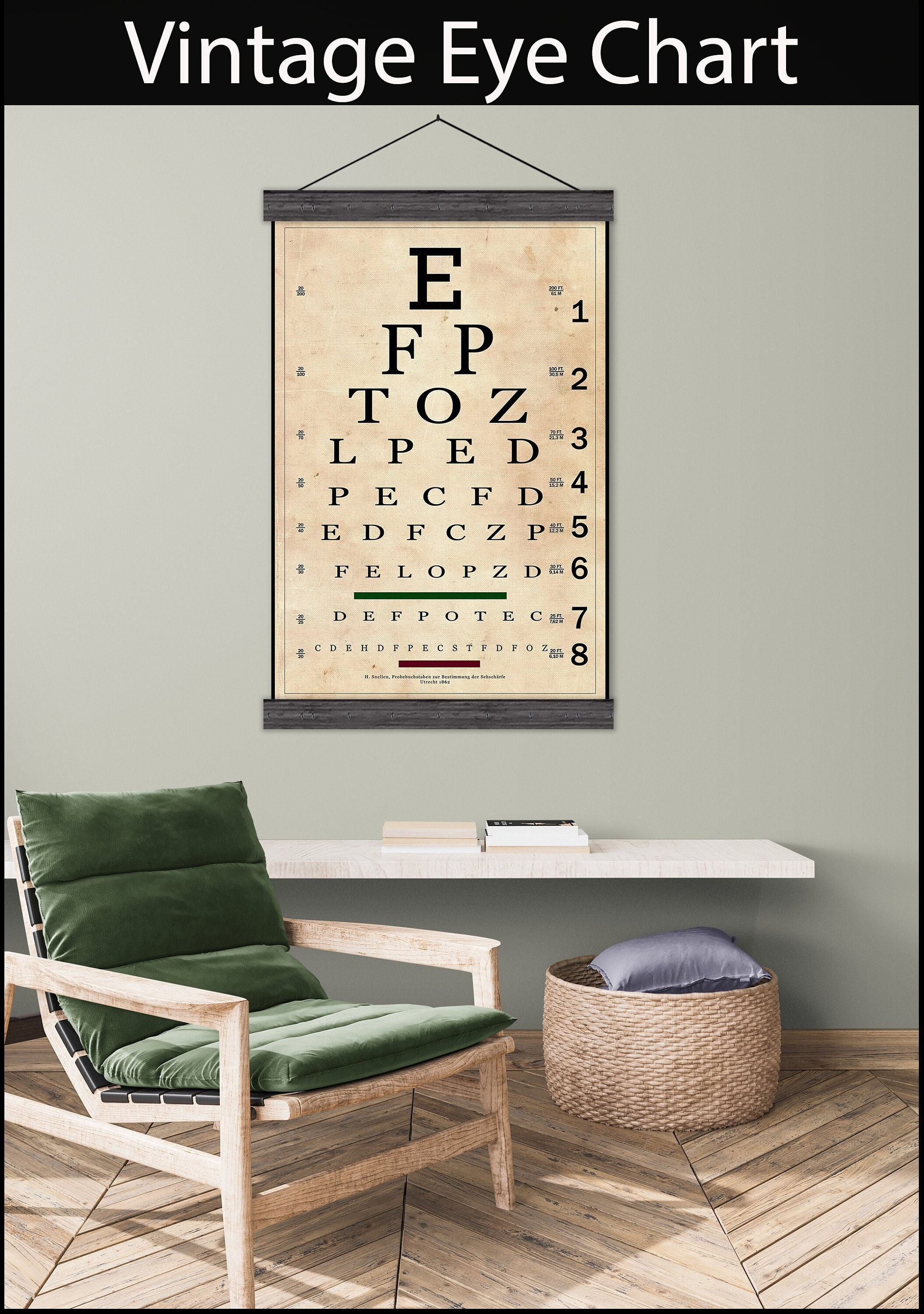 real snellen eye chart color