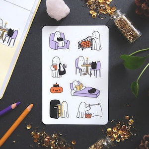 Ghosts Vinyl Sticker Sheet | Halloween Stickers | Bullet Journal Stickers | Planner Stickers | Scrapbooking