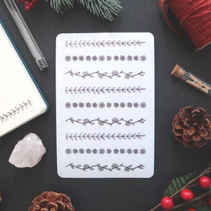 Feuille d'autocollants en vinyle transparent pour bordure végétale | Stickers pour agenda | Stickers Bullet Journal