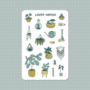 Feuille d'autocollants pour plantes d'intérieur | Stickers Bullet Journal | Vinyle