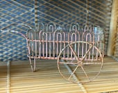 Vintage Glass and Pink Wire Metal Garden Cart Planter
