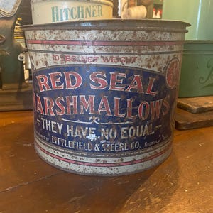 Vintage 10lbs Red Seal Marshmallow Tin