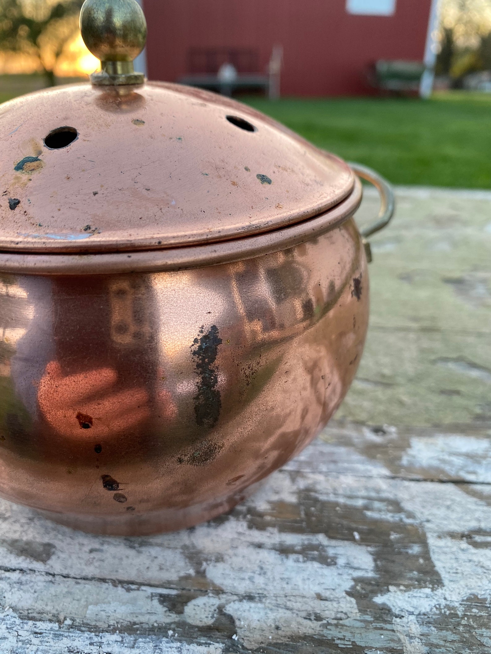Vintage Copper Potpourri container with lid Etsy