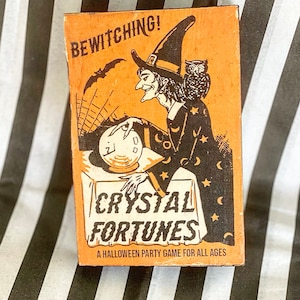 Vintage Inspired Wooden Halloween Shelf Block, Crystal Fortunes Witch Handmade Block