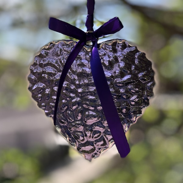 Purple Stained Glass Heart Suncatcher