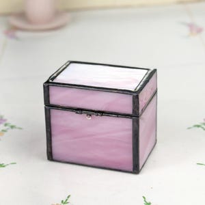 Stained Glass Jewelry Keepsake Trinket Box Pink Opalescent Glass Charm Variations