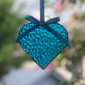 Sky Blue Stained Glass Heart Suncatcher