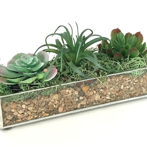 Stained Glass Planter - Artificial Succulents DIY Indoor Home Accent Kit