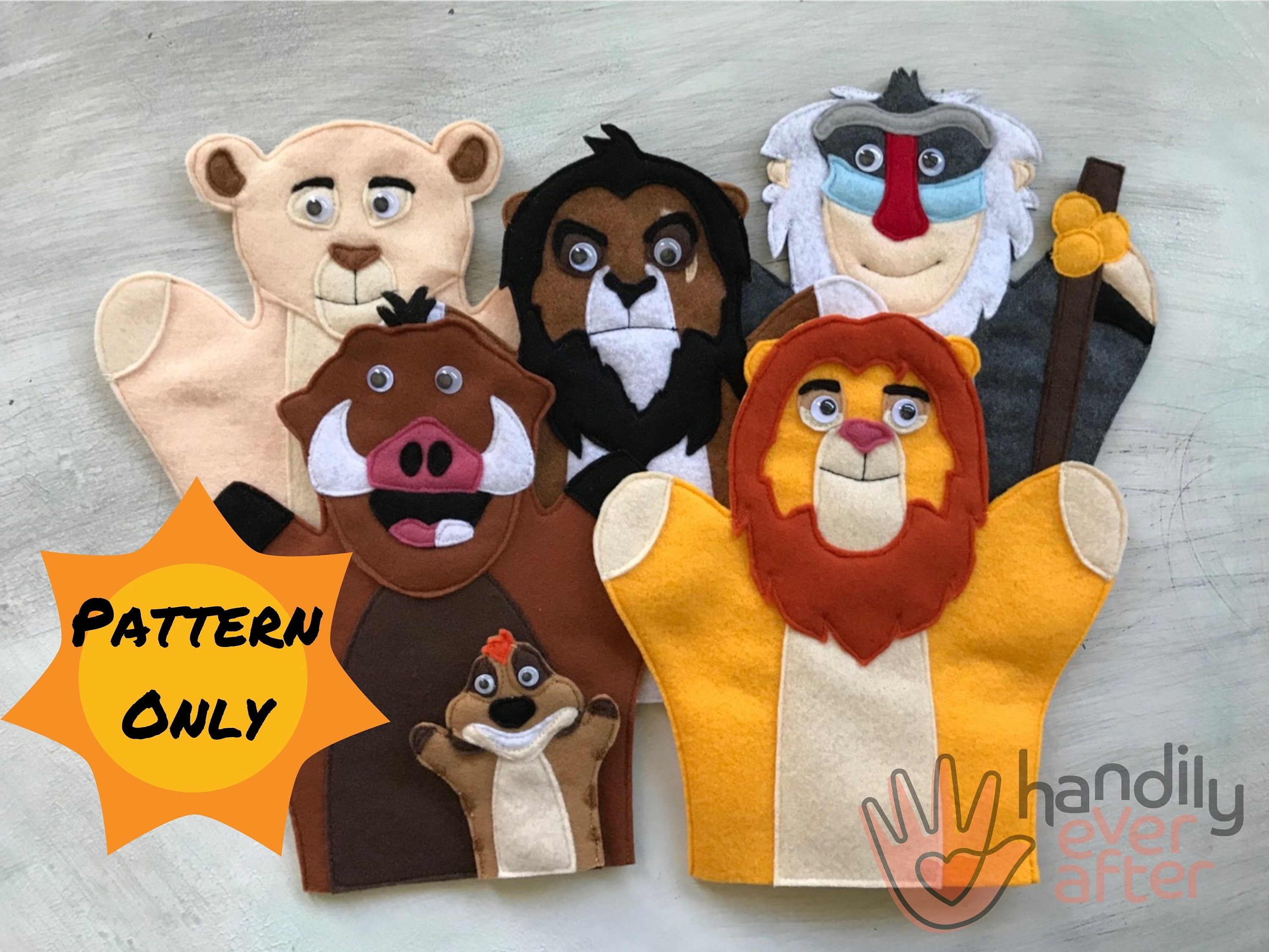 PATTERN ONLY Lion King Hand Puppets instant Download Etsy