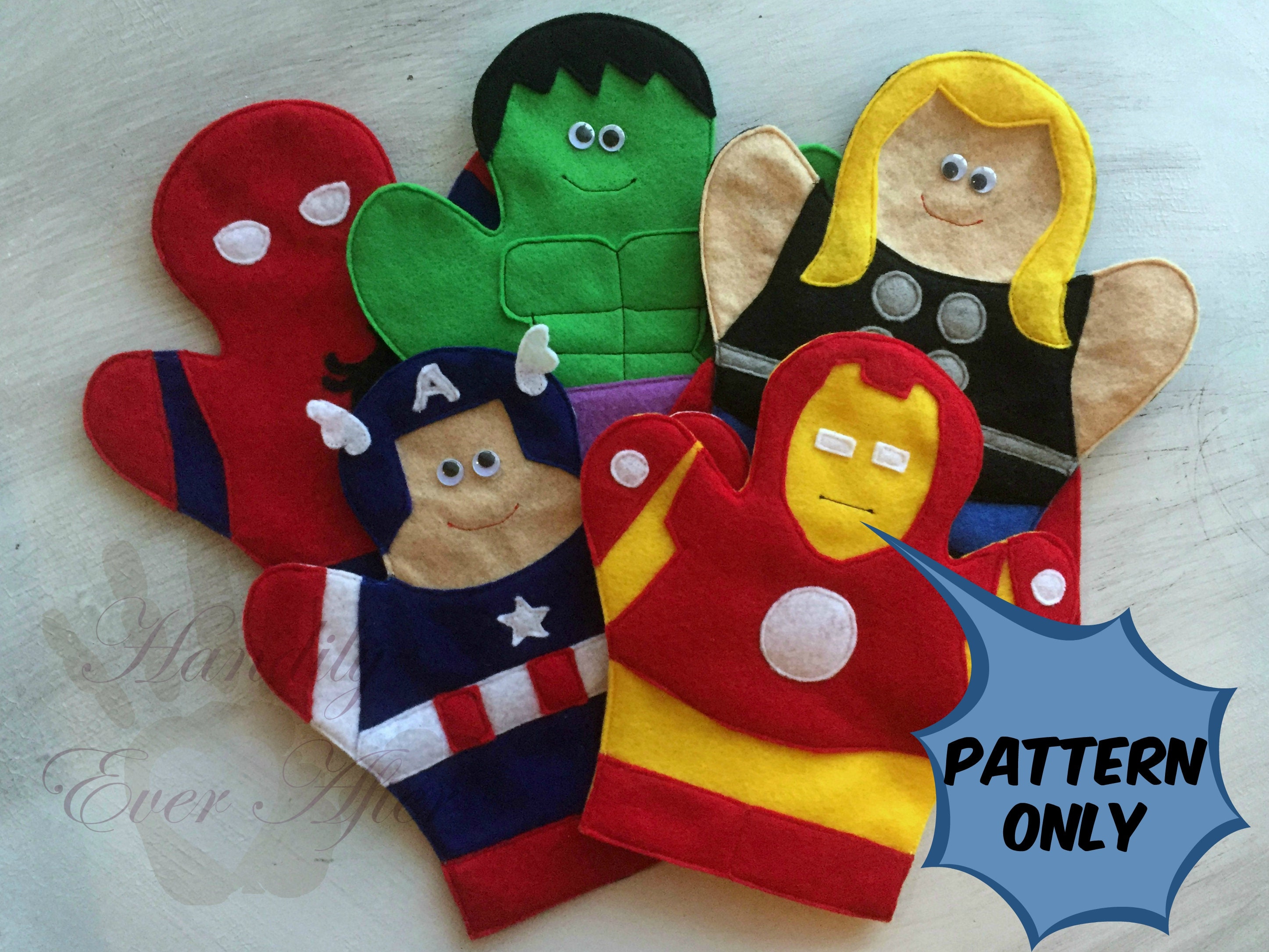 PATTERN ONLY Superhero Hand Puppets Set 1 Instant Download | Etsy