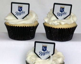 12 Kansas City Royals Cupcake Rings MLB Baseball Toppers Party Favors